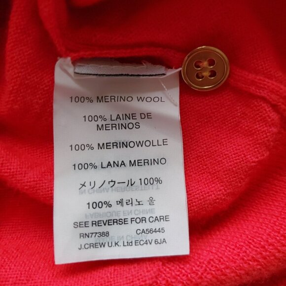 J. Crew Merino Wool Bright Red Cardigan Sweater with Gold Tone Buttons Size XS - Picture 10 of 15